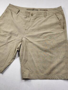 Hang Ten Mens 40 Beige Hybrid Shorts Stretch Performance Quick Dry Flaw Good